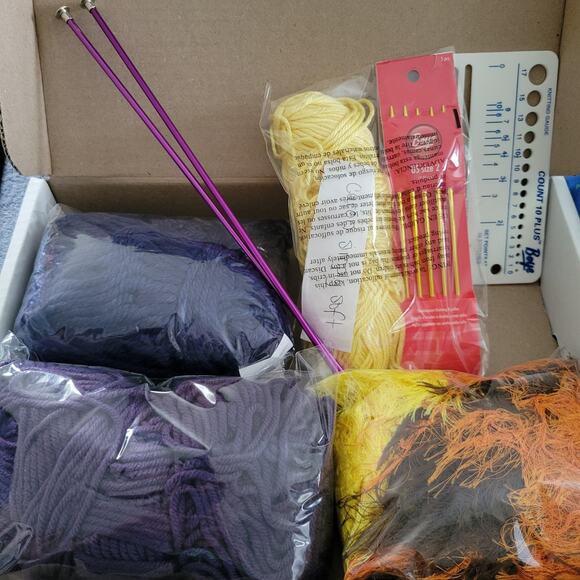 Yarn + Knitting Tool Bundle: 6 Skeins + Boye Needles & Gauge - Picture 1 of 9